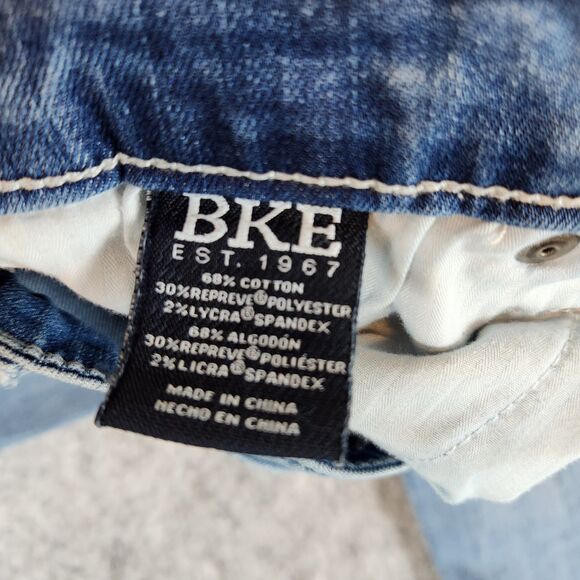 BKE Buckle Jake Straight Leg Jeans Men 30x31 Blue Stretch Denim Embroidered - Picture 6 of 11
